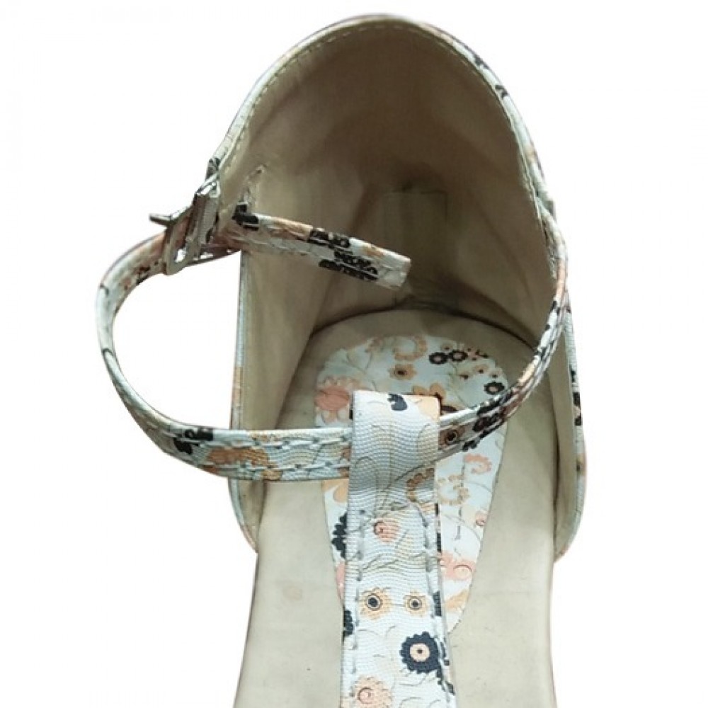 Fancy Partywear Flat Sandals for Women - Skin - 6 To 10
