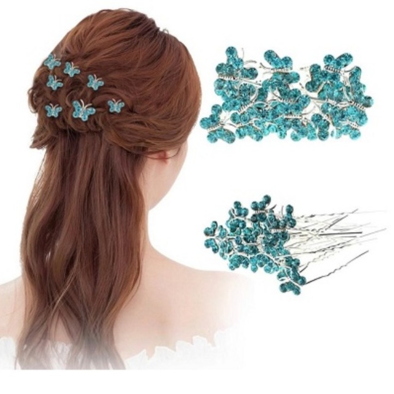 20 pcs Crystal Rhinestone Trinket Butterfly Hair Pin Clips Women